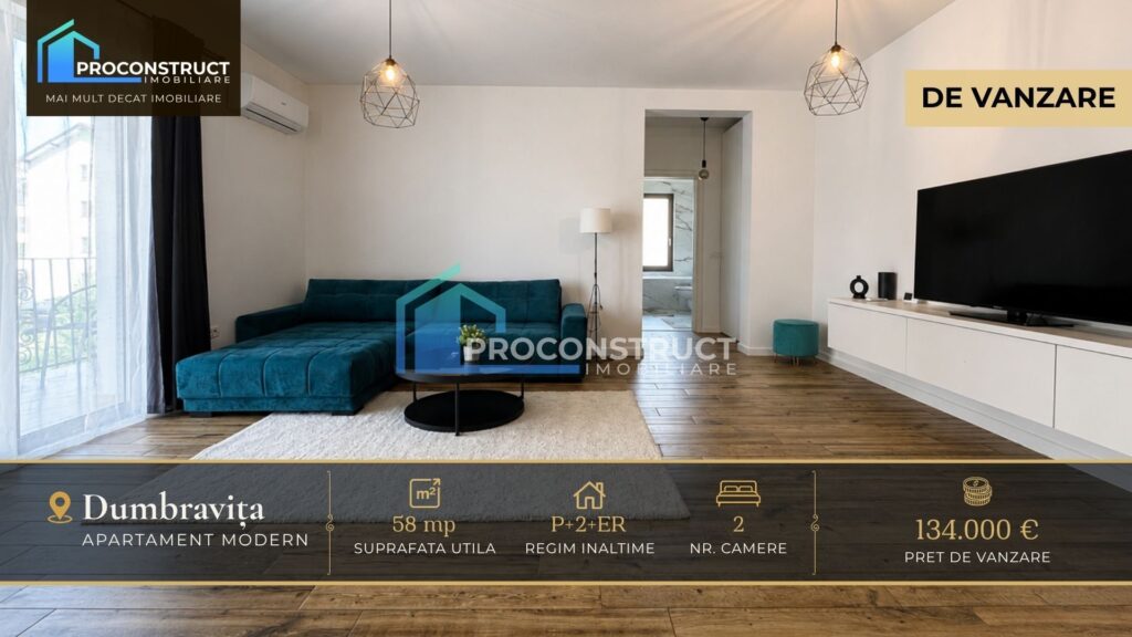 Apartament 2 camere de vânzare în Dumbravita